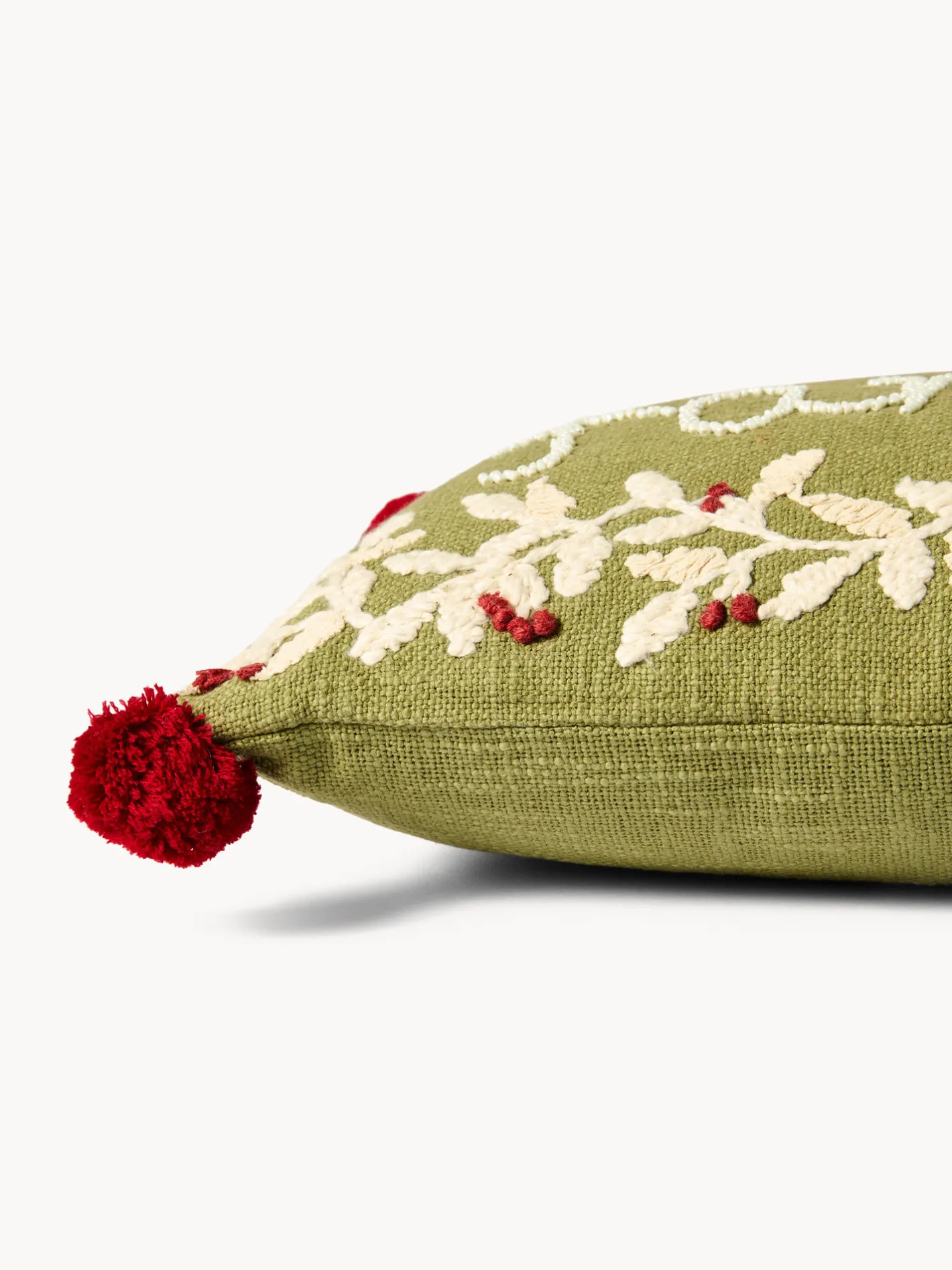 coincasa Cuscini Divano|Cuscini Natalizi|Cuscino 35x50 ricamo family con pompon Verde