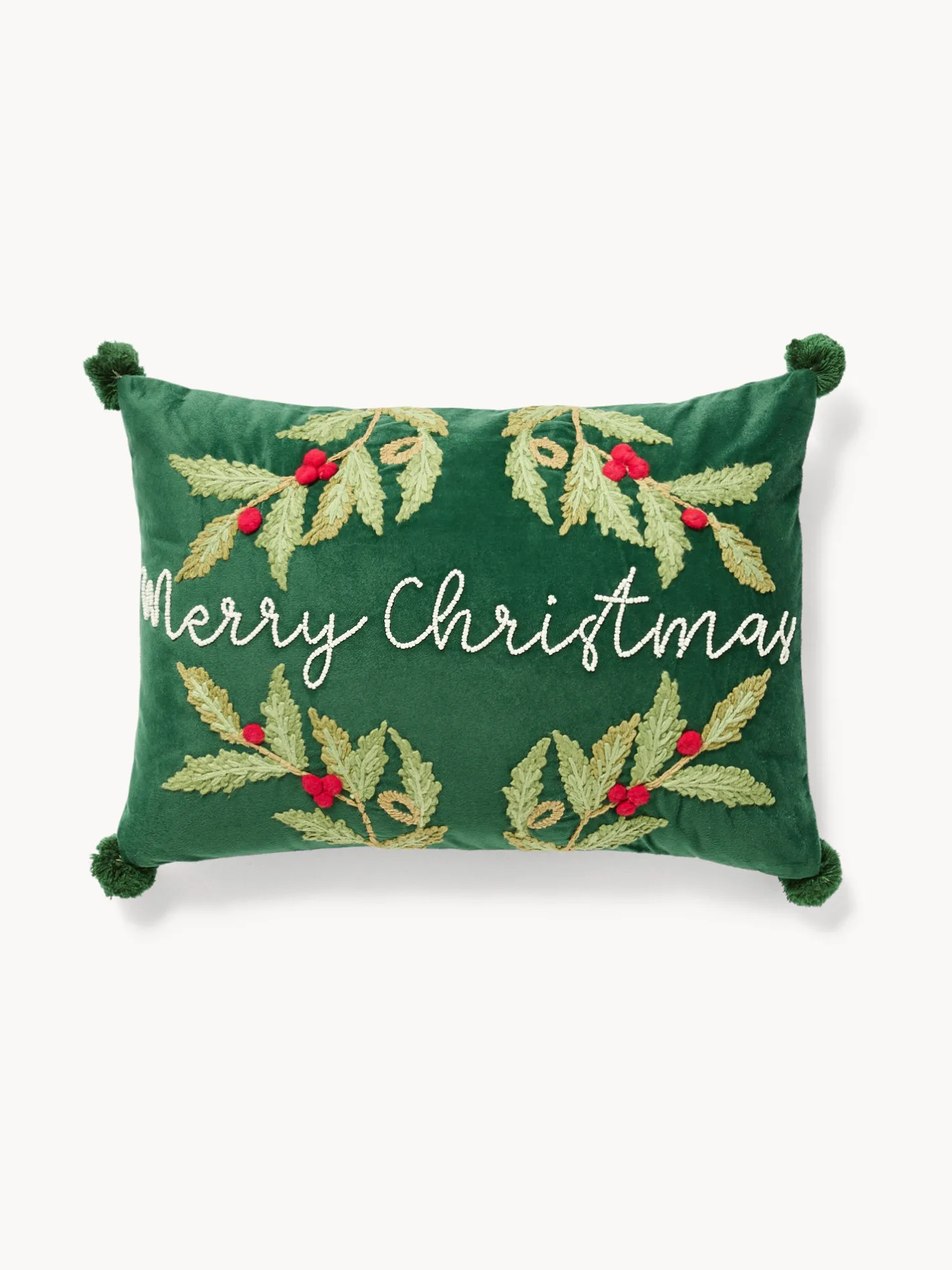 coincasa Cuscini Divano|Cuscini Natalizi|Cuscino 35x50 ricamo merry christmas Verde