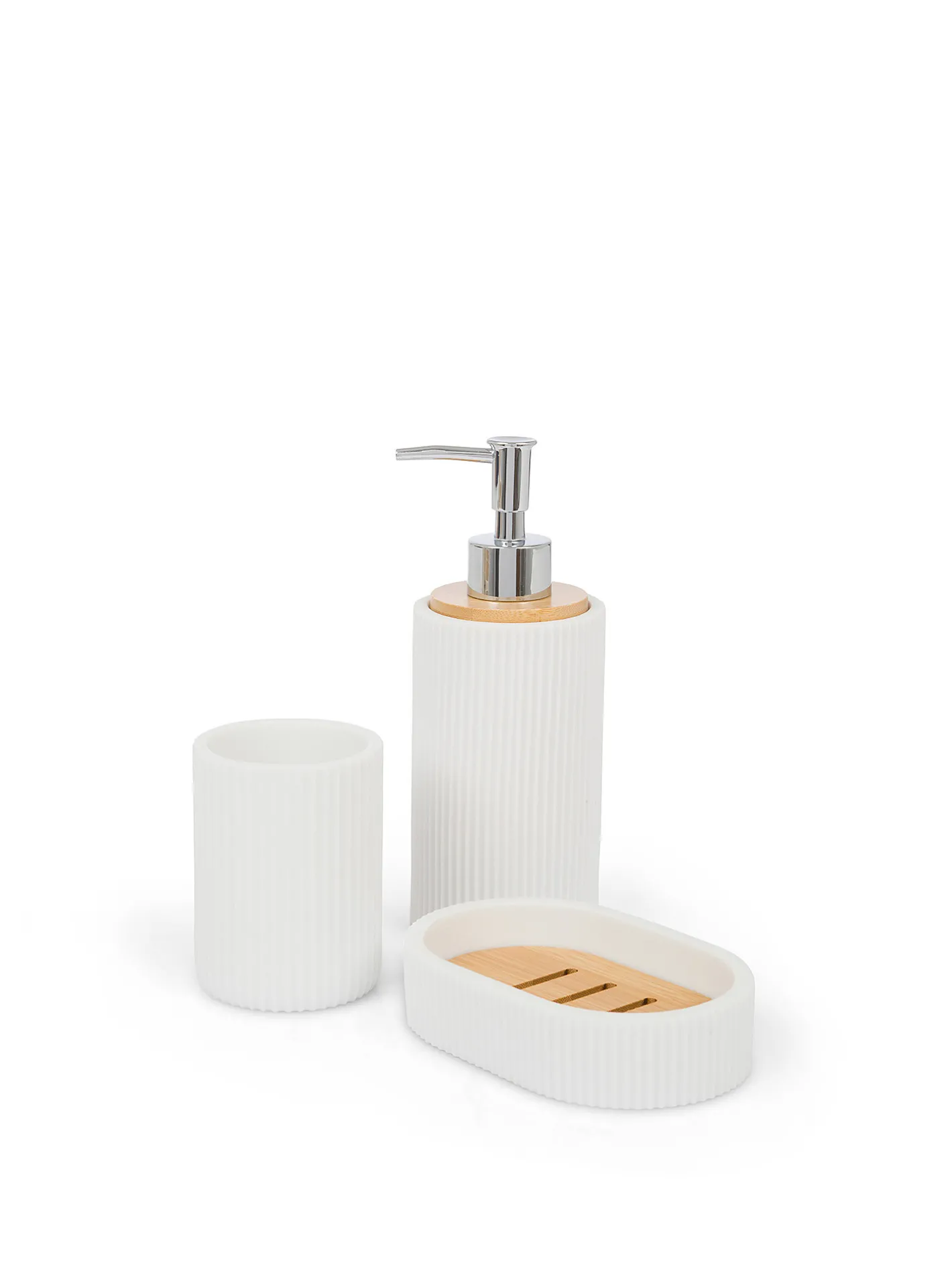 coincasa Accessori Bagno|Biancheria Bagno|Dispenser sapone in poliresina rigato Bianco