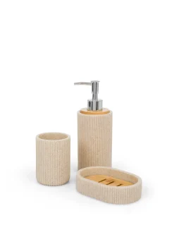 coincasa Accessori Bagno|Biancheria Bagno|Dispenser sapone in poliresina rigato Beige