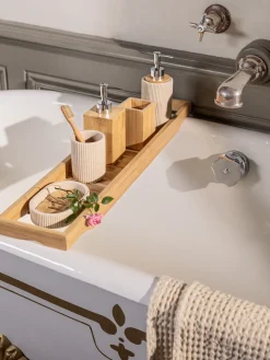 coincasa Accessori Bagno|Biancheria Bagno|Dispenser sapone in poliresina rigato Beige