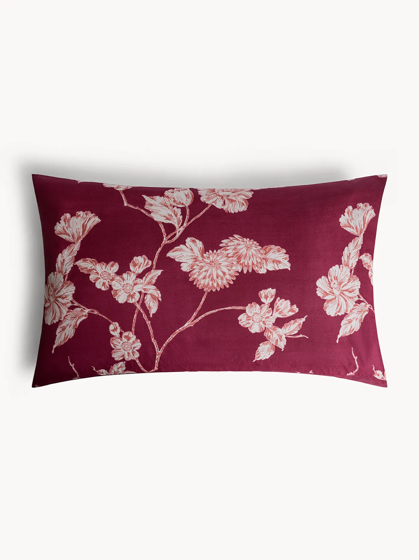 coincasa Biancheria Da Letto|Federe E Copricuscini|Federa in cotone percalle stampata floreale Rosso bordeaux