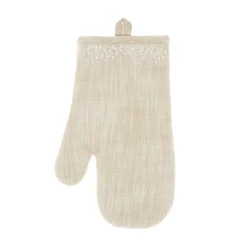 coincasa Biancheria Da Tavola|Presine E Guanti Da Cucina|Guanto da cucina puro cotone fiammato con ricami Beige chiaro