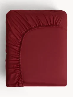 coincasa Biancheria Da Letto|Lenzuola Con Angoli|Lenzuolo con angoli in raso di cotone lavato tinta unita Rosso bordeaux