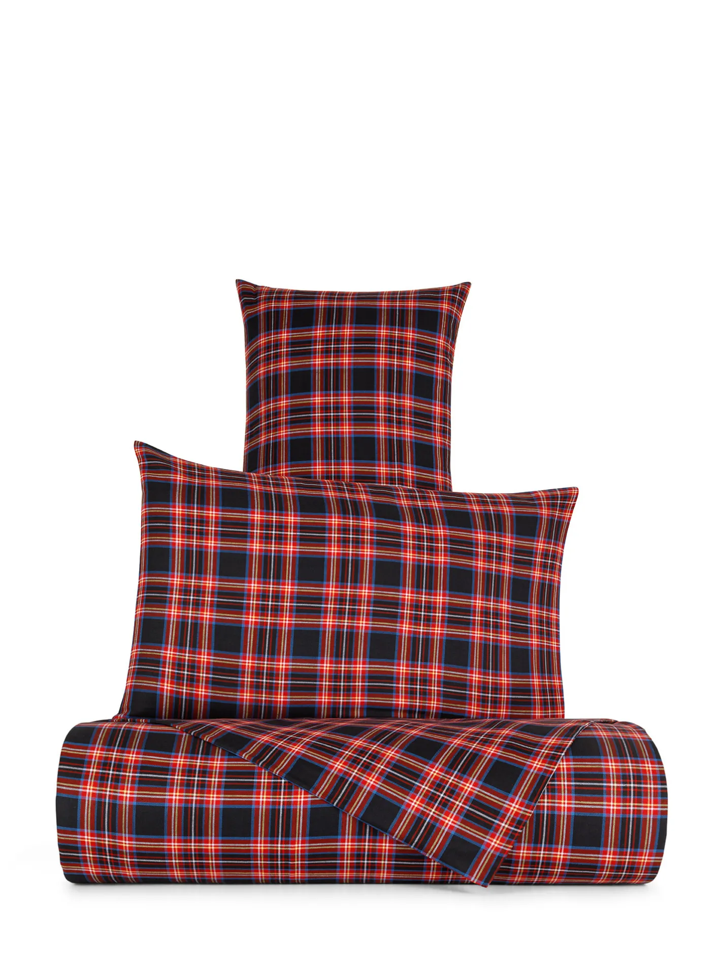 coincasa Lenzuola|Camera Da Letto|Lenzuolo liscio caldo cotone tartan Nero/Rosso