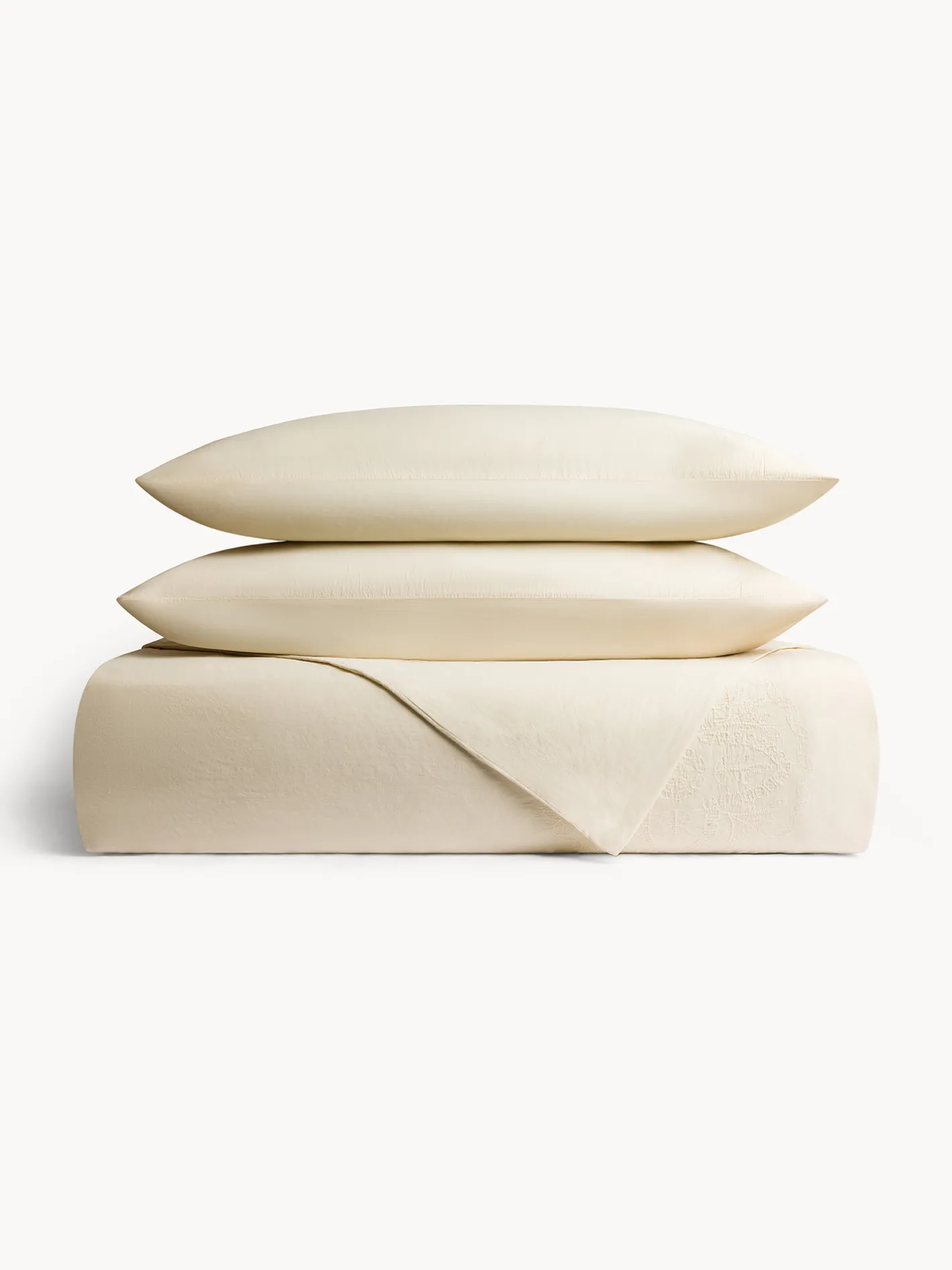 coincasa Biancheria Da Letto|Lenzuola|Lenzuolo liscio in puro cotone lavato con ricamo Bianco