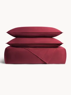 coincasa Biancheria Da Letto|Lenzuola|Lenzuolo liscio in raso di cotone lavato Rosso bordeaux