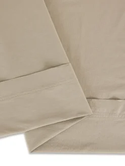 society limonta Biancheria Da Letto|Lenzuola|Lenzuolo liscio percalle di cotone stampato Special Capsule SOCIETY Made in Italy per Coincasa Beige scuro