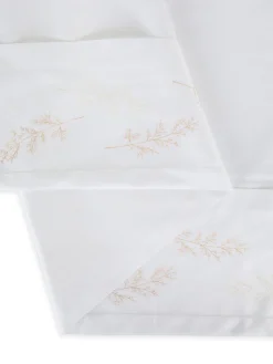 coincasa Biancheria Da Letto|Lenzuola|Lenzuolo ricamato in raso di cotone extra fine Portofino Bianco