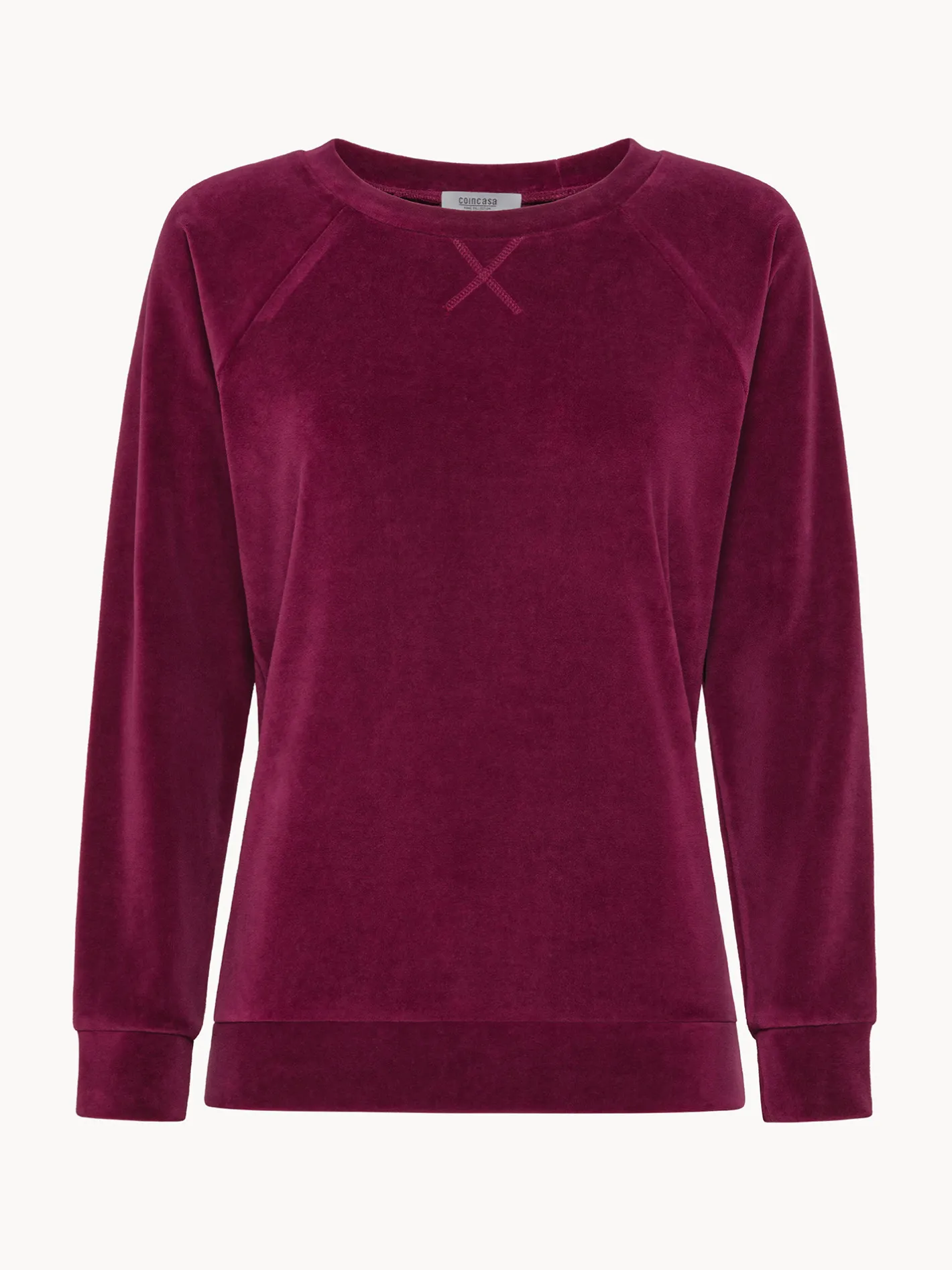 Homewear|Maglia a maniche lunghe in velluto Rosso ciliegia