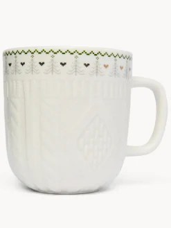 coincasa Tazze, Mug E Tazzine|Tazze, Mug E Tazzine Natalizie|Mug in new bone china decoro crochet Bianco