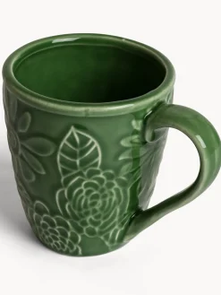 coincasa Tazze, Mug E Tazzine|Mug in stoneware con fiori in rilievo Multicolor