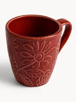 coincasa Tazze, Mug E Tazzine|Mug in stoneware con fiori in rilievo Multicolor