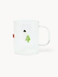 coincasa Tazze, Mug E Tazzine|Tazze, Mug E Tazzine Natalizie|Mug in vetro borosilicato con applicazioni natalizie Trasparente