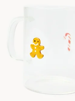 coincasa Tazze, Mug E Tazzine|Tazze, Mug E Tazzine Natalizie|Mug in vetro borosilicato con applicazioni natalizie Trasparente