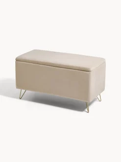 coincasa Divani Poltrone E Pouf|Panca contenitore in velluto Chamois Beige