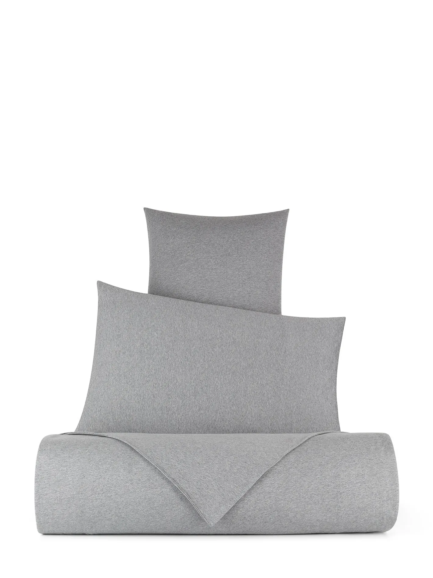 coincasa Biancheria Da Letto|Copripiumini|Parure copripiumino jersey di cotone tinta unita Grigio
