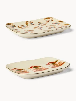 coincasa Piatti|Piatti Natalizi|Piatti rettangolari in stoneware decorato Multicolor