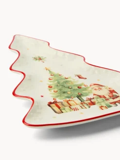 coincasa Piatti|Piatti Natalizi|Piattino albero in porcellana Natale vintage Bianco