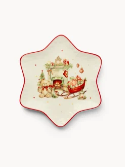 coincasa Piatti|Piatti Natalizi|Piattino stella in porcellana Natale vintage Bianco