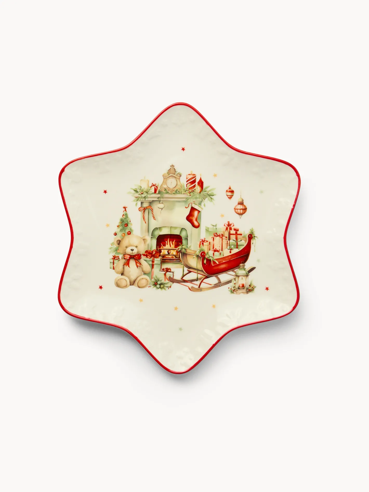 coincasa Piatti|Piatti Natalizi|Piattino stella in porcellana Natale vintage Bianco