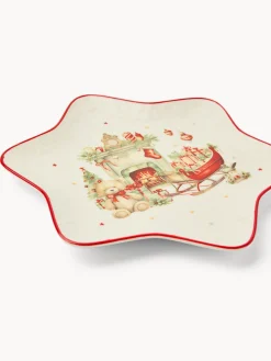 coincasa Piatti|Piatti Natalizi|Piattino stella in porcellana Natale vintage Bianco