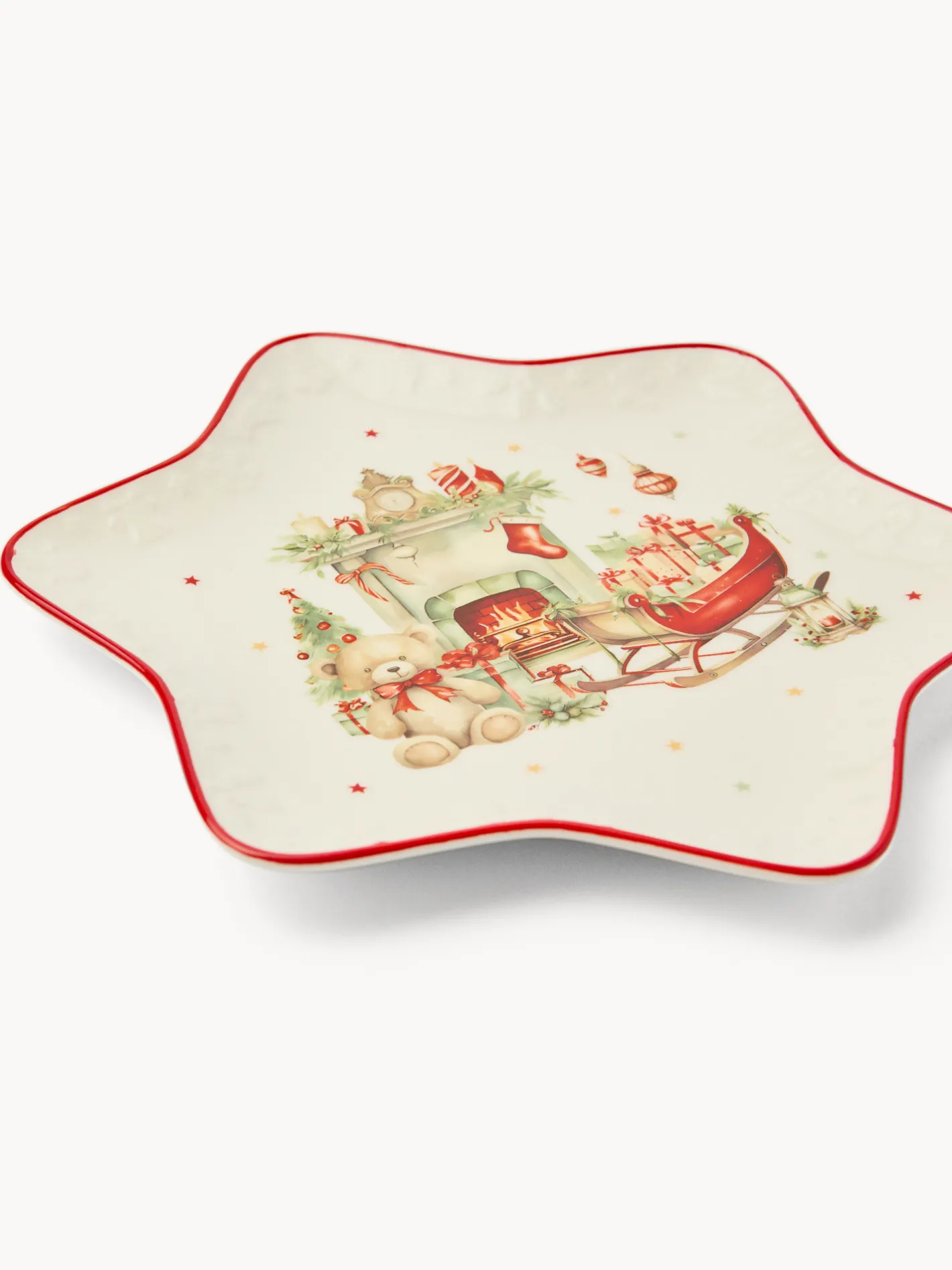 coincasa Piatti|Piatti Natalizi|Piattino stella in porcellana Natale vintage Bianco