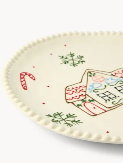 coincasa Piatti|Piatti Natalizi|Piatto da portata in porcellana motivo villaggio di Natale Bianco