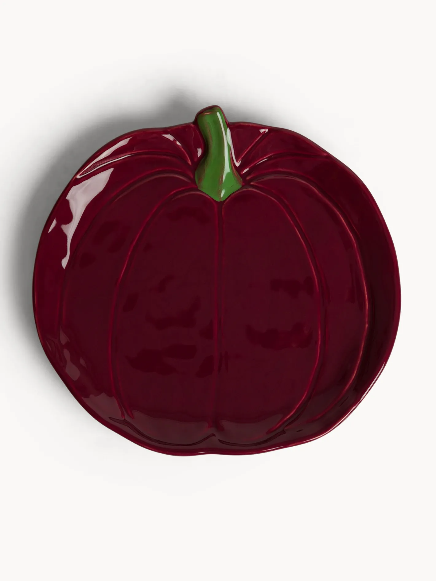 Piatti|Piatto da portata in stoneware a forma di zucca Rosso bordeaux
