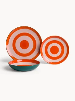 coincasa Piatti|Piatto fondo in ceramica a righe circolari Multicolor