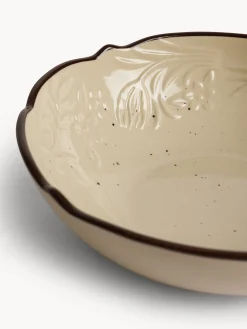 coincasa Piatti|Piatto fondo in stoneware con filo marrone Beige chiaro