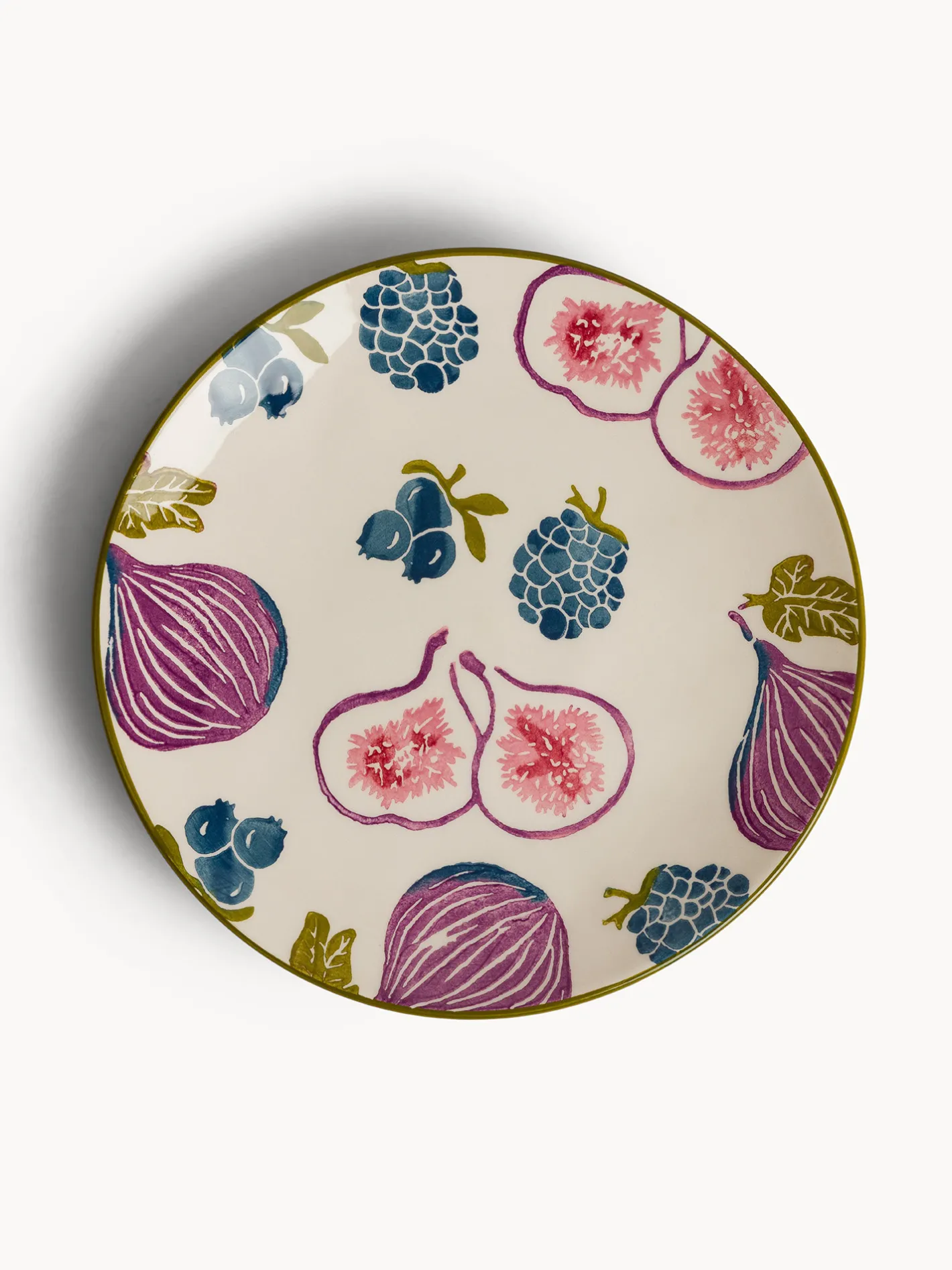 Piatti|Piatto frutta in ceramica motivo fichi dipinto a mano Multicolor