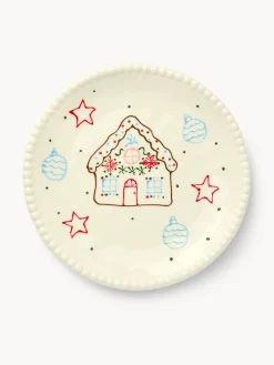 coincasa Piatti|Piatti Natalizi|Piatto frutta in porcellana motivo villaggio di Natale Bianco