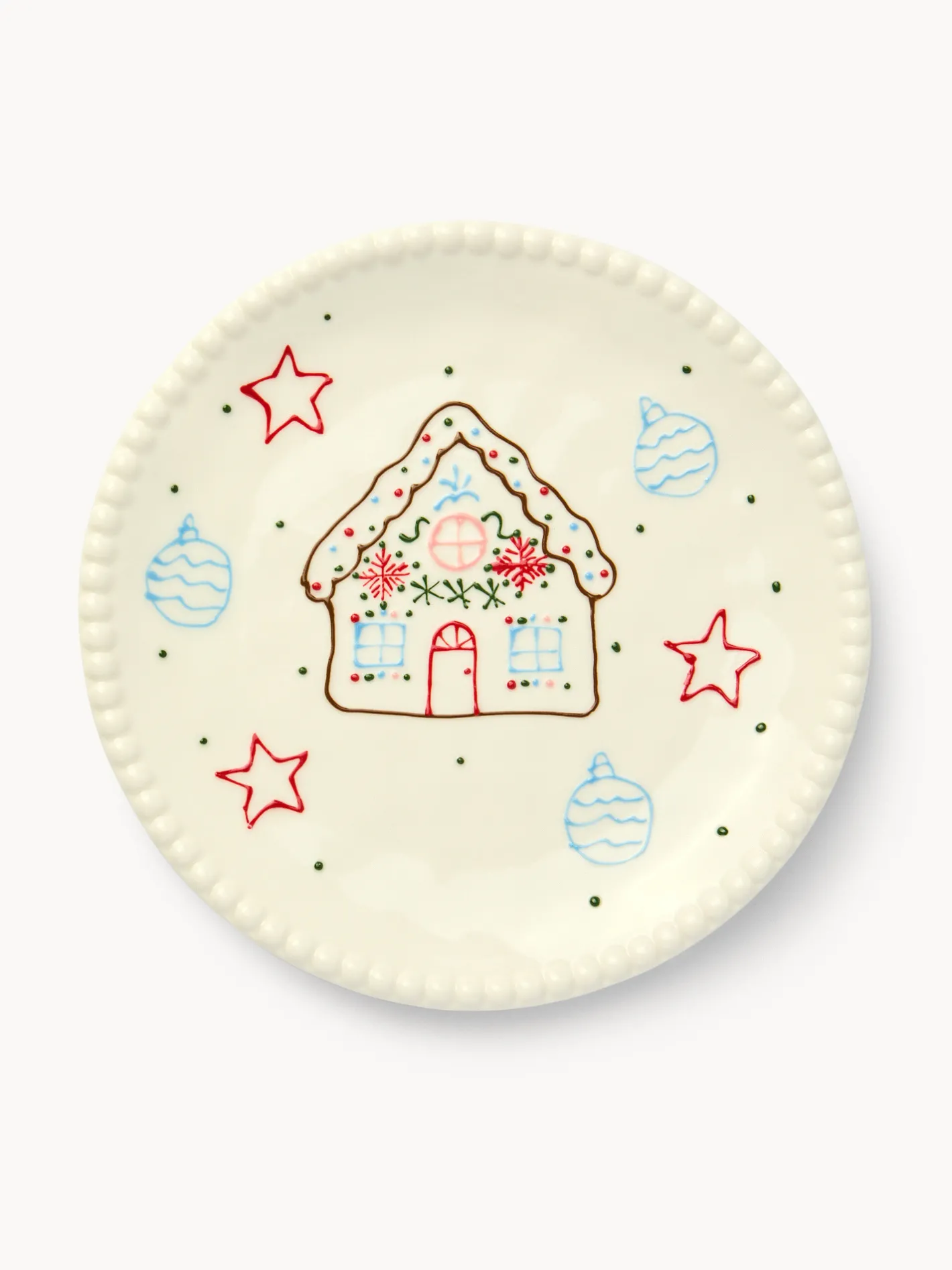 coincasa Piatti|Piatti Natalizi|Piatto frutta in porcellana motivo villaggio di Natale Bianco