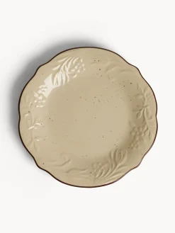 coincasa Piatti|Piatto frutta in stoneware con filo marrone Beige chiaro