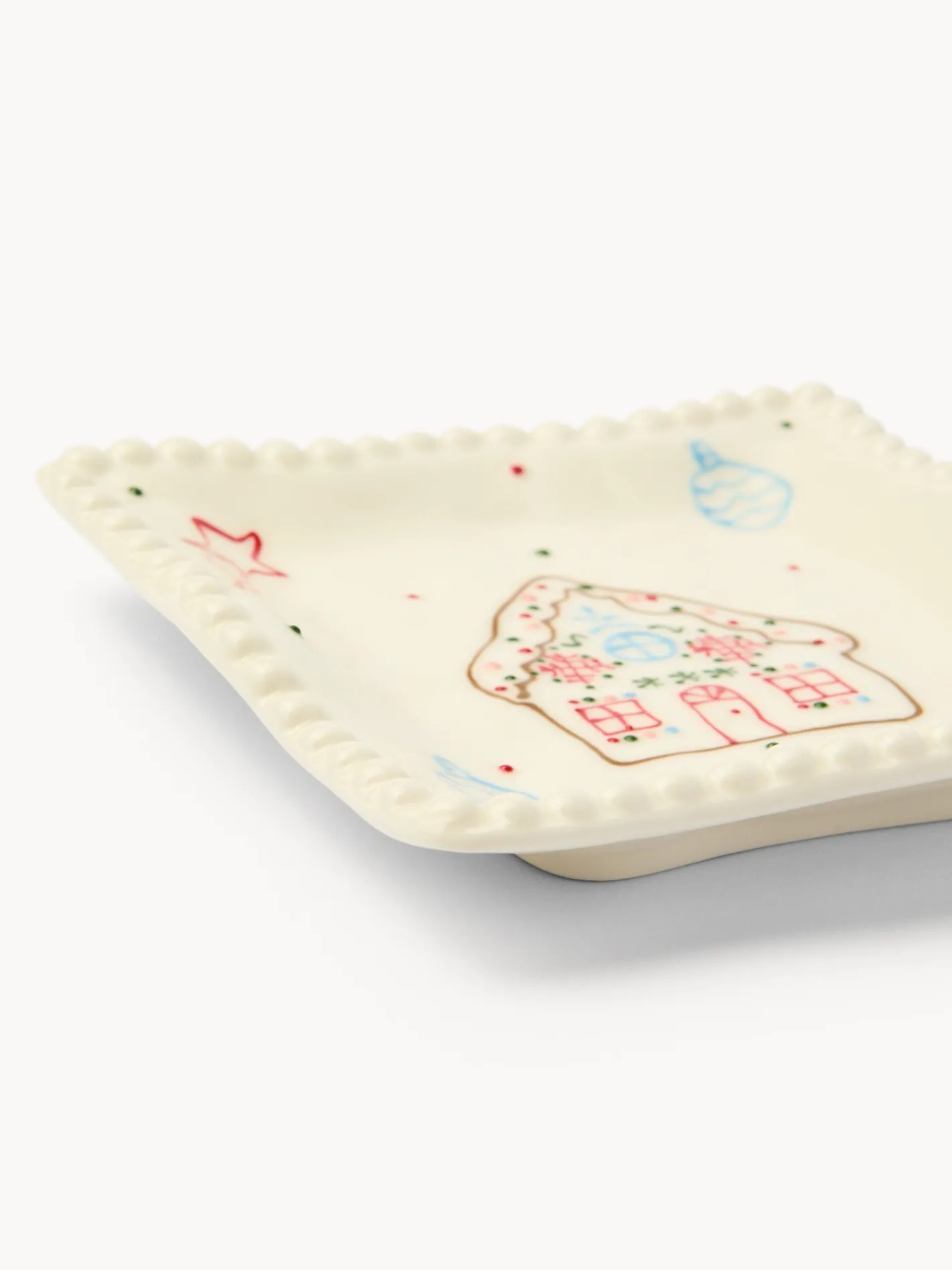 coincasa Piatti|Piatti Natalizi|Piatto pane in porcellana motivo villaggio di Natale Bianco