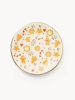 coincasa Piatti|Piatti Natalizi|Piatto pane in stoneware motivo gingerbread Bianco