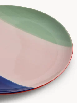 coincasa Piatti|Piatto piano in ceramica a righe colorate Multicolor