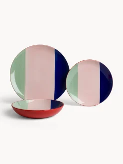 coincasa Piatti|Piatto piano in ceramica a righe colorate Multicolor