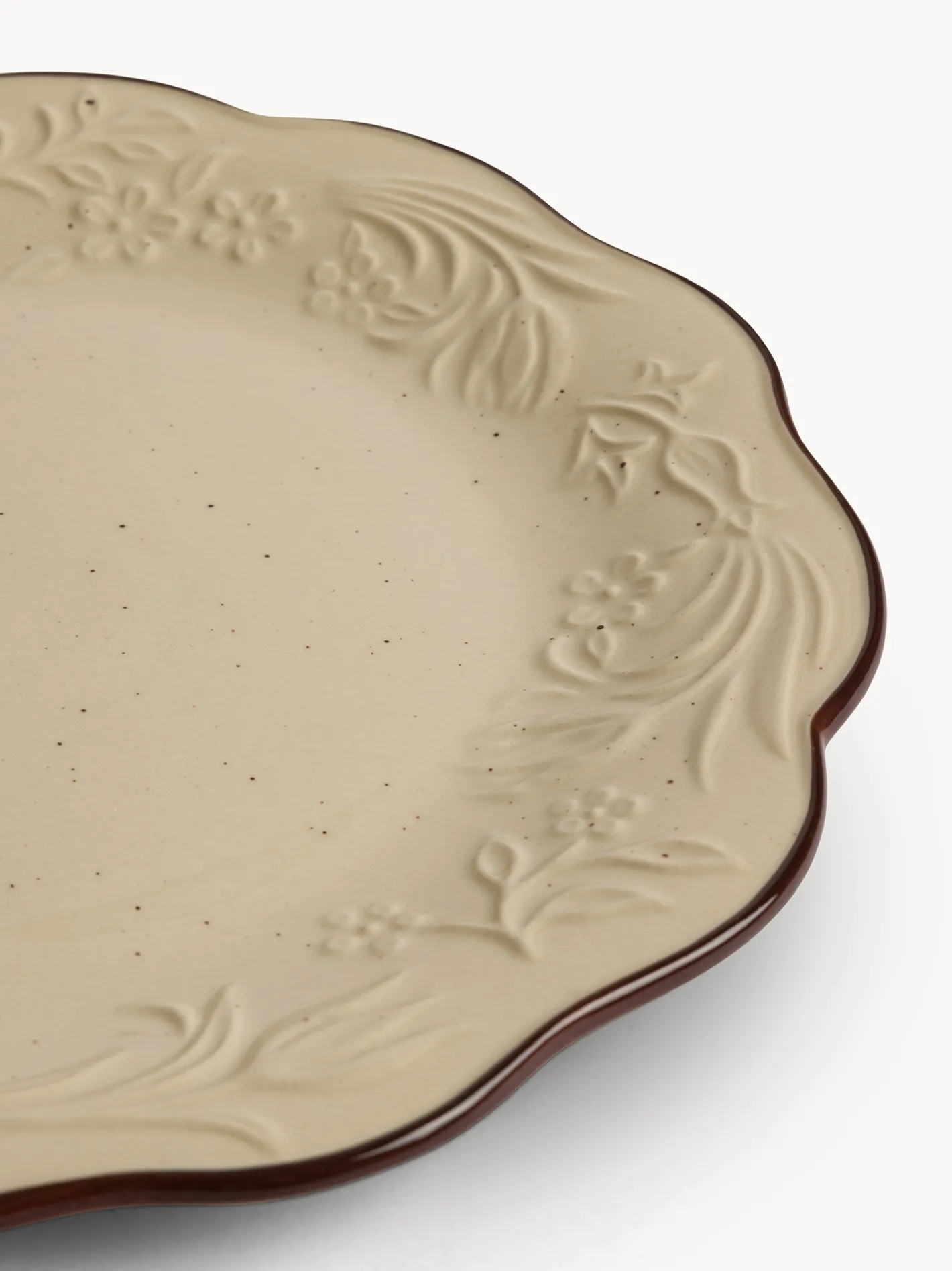 coincasa Piatti|Piatto piano in stoneware con filo marrone Beige chiaro