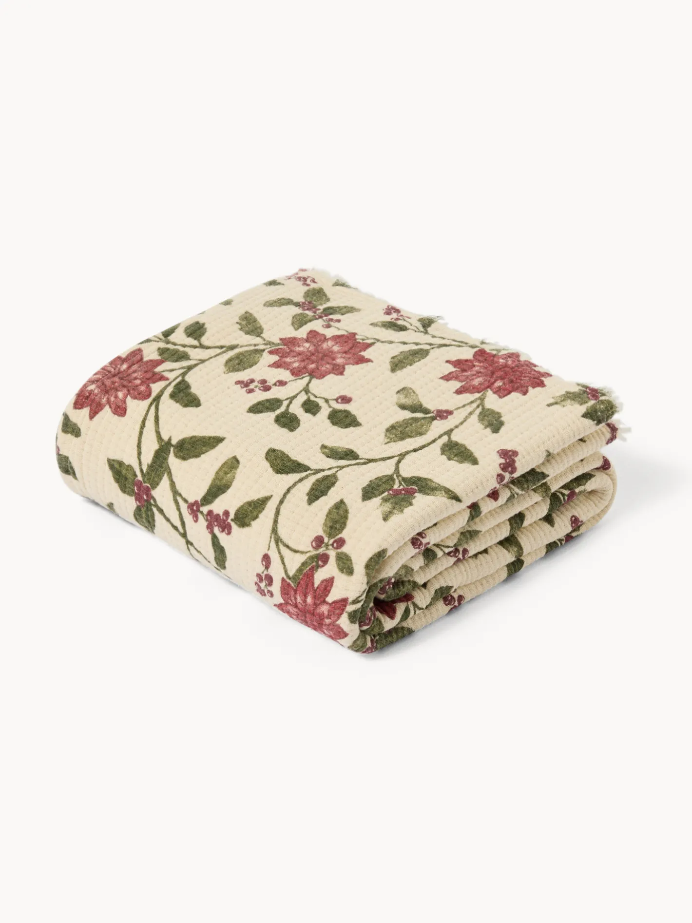 coincasa Coperte E Plaid|Camera Da Letto|Plaid in garza di cotone stampa artigianale Rosso