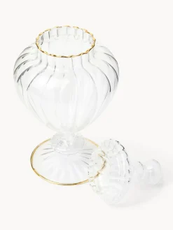 coincasa Contenitori E Cestini|Porta dolci in vetro borosilicato profili oro Trasparente