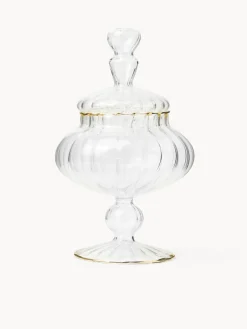 coincasa Contenitori E Cestini|Porta dolci in vetro borosilicato profili oro Trasparente