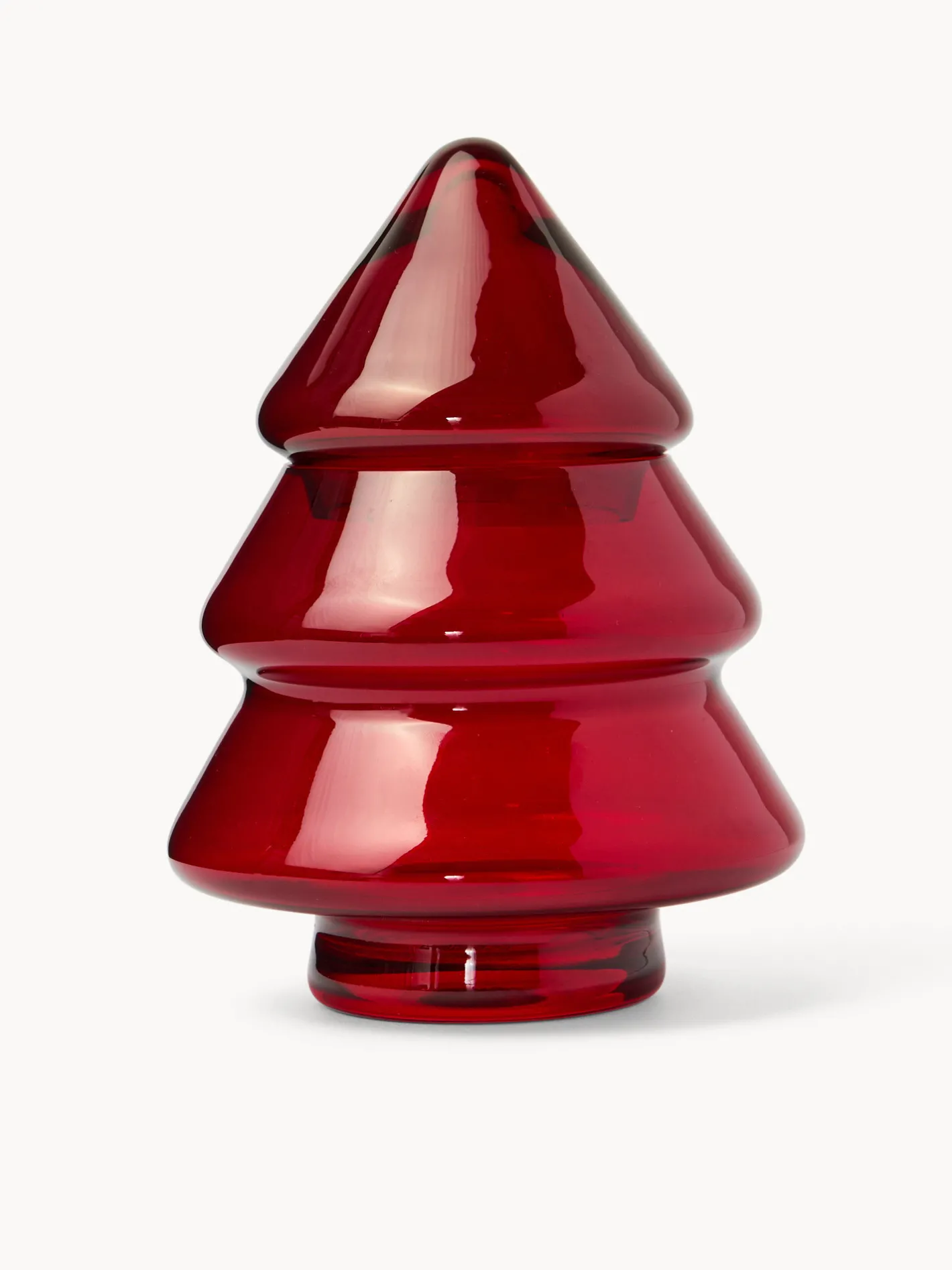 coincasa Contenitori E Cestini|Coppe E Contenitori Natalizi|Porta dolci in vetro spruzzato ad albero Rosso