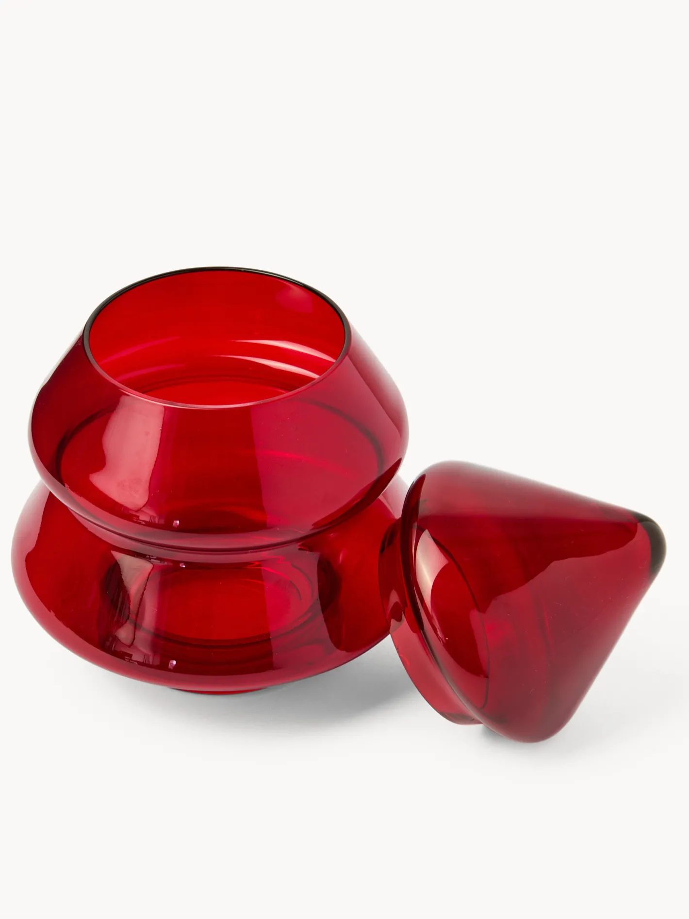 coincasa Contenitori E Cestini|Coppe E Contenitori Natalizi|Porta dolci in vetro spruzzato ad albero Rosso