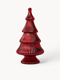 coincasa Contenitori E Cestini|Coppe E Contenitori Natalizi|Porta dolci in vetro spruzzato ad albero Rosso