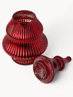 coincasa Contenitori E Cestini|Coppe E Contenitori Natalizi|Porta dolci in vetro spruzzato ad albero Rosso