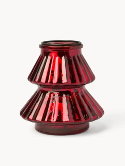 coincasa Lanterne, Candelieri E Portacandele|Candele Natalizie|Porta t-light in vetro ad albero di Natale Rosso