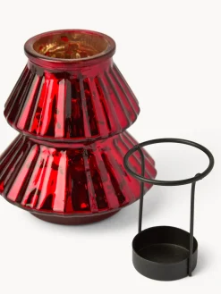 coincasa Lanterne, Candelieri E Portacandele|Candele Natalizie|Porta t-light in vetro ad albero di Natale Rosso