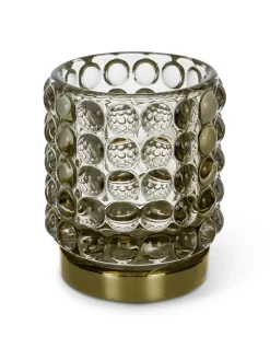 coincasa Lanterne, Candelieri E Portacandele|Porta t-light in vetro con dettaglio dorato Verde chiaro